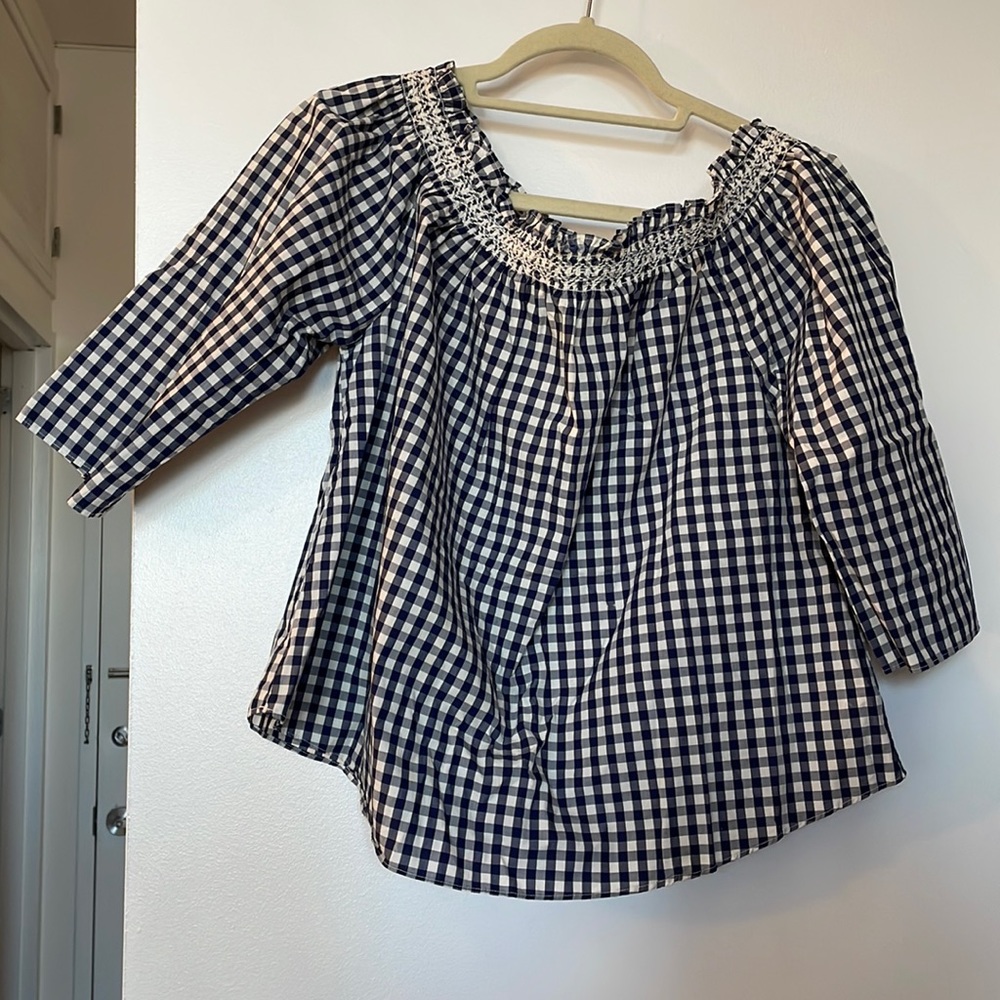 Madewell off the shoulder gingham top
